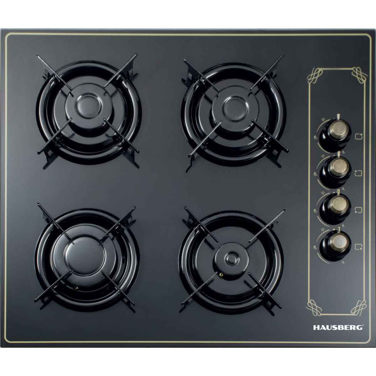 Plita Incorporabila Rustica HAUSBERG HB-575RST, 4 arzatoare, Gaz, 60 cm