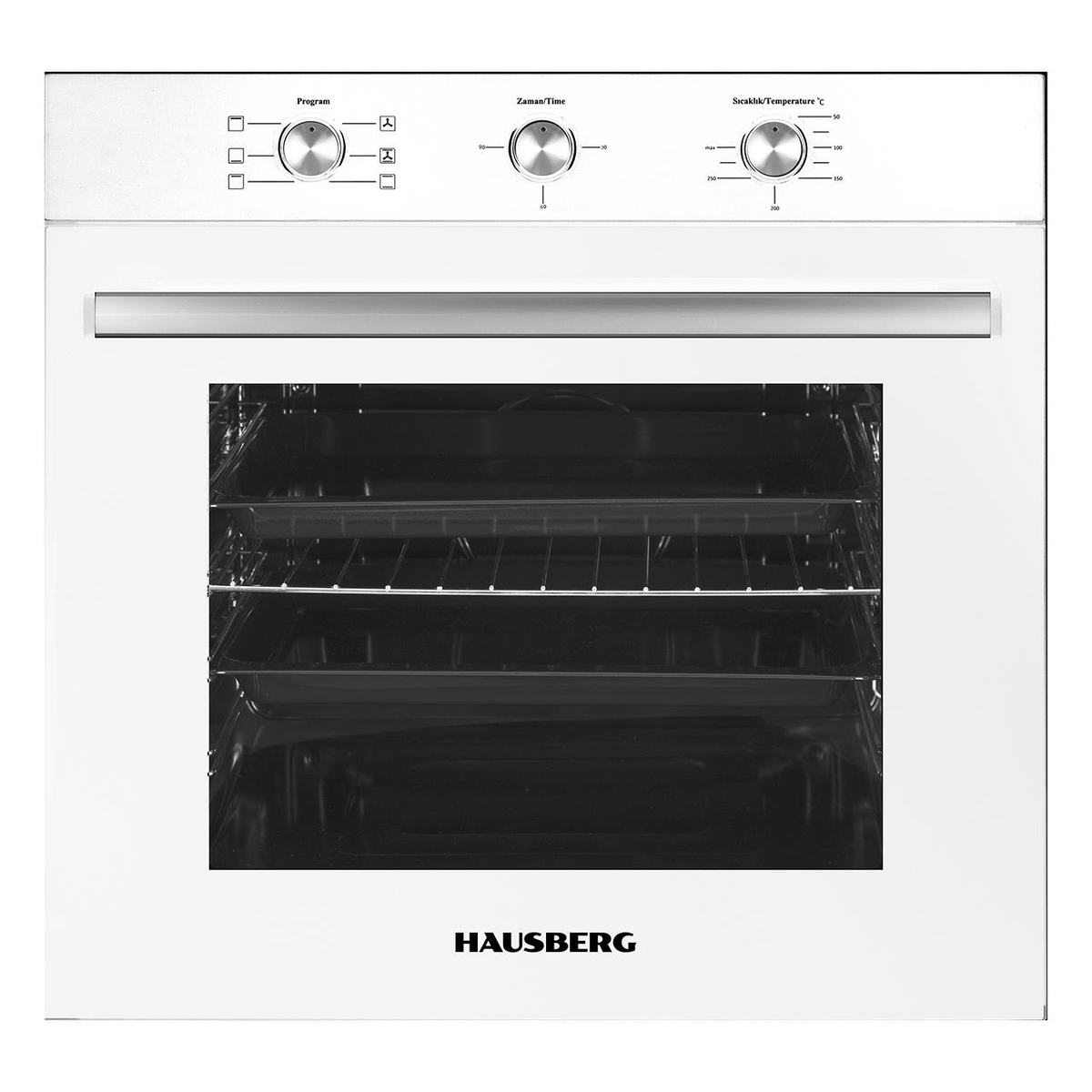Cuptor incorporabil Hausberg HB-8053AB, Electric, Putere 2225 W, 71 l, 8 Functii, Ventilatie, Timer, Clasa A, Alb
