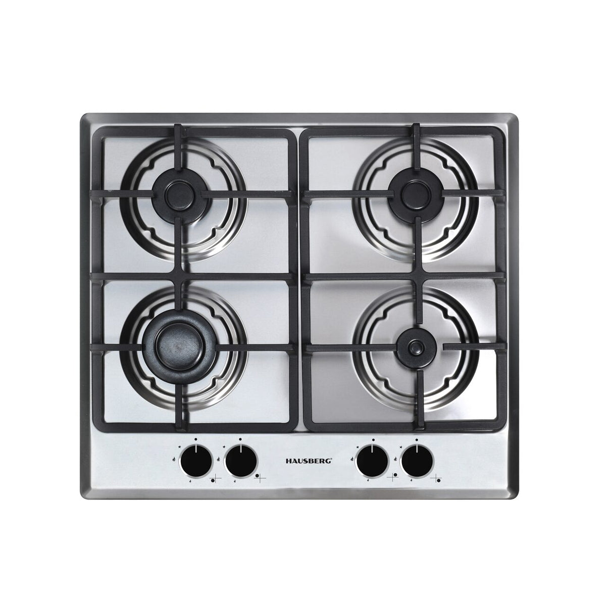Plita incorporabila Hausberg HB-556IN, Gaz, 4 arzatoare, Sistem siguranta GAZ, Gratar din fonta, Inox