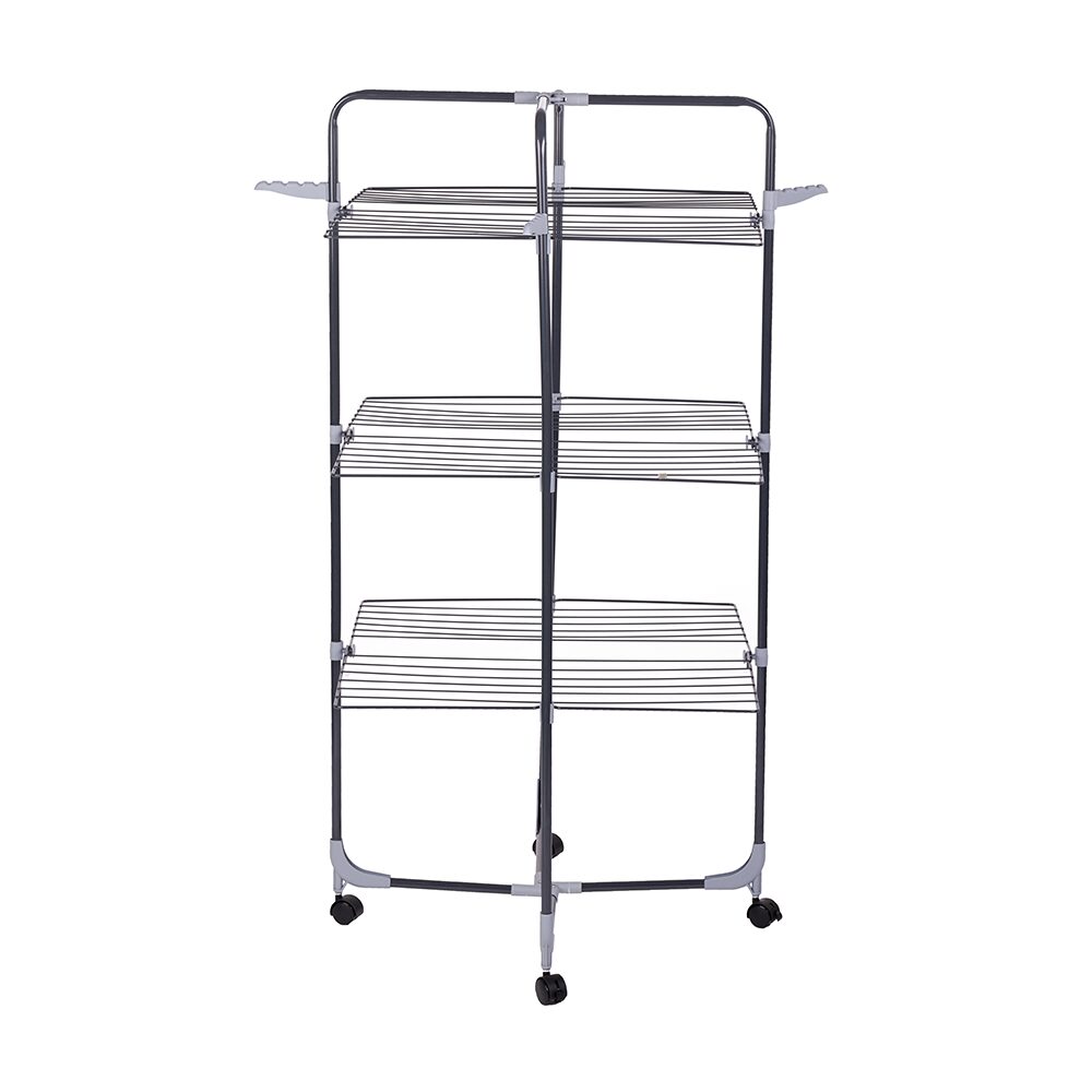 Uscator de rufe cu 3 nivele Ertone MN98U, pliabil cu suport de umerase, suporta 30 kg rufe, Inox