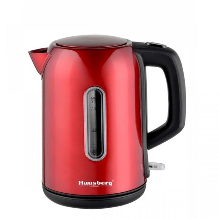 Cana fierbator Hausberg HB-3608RS, 2200 W, 1.7 l, Inox, ROSU
