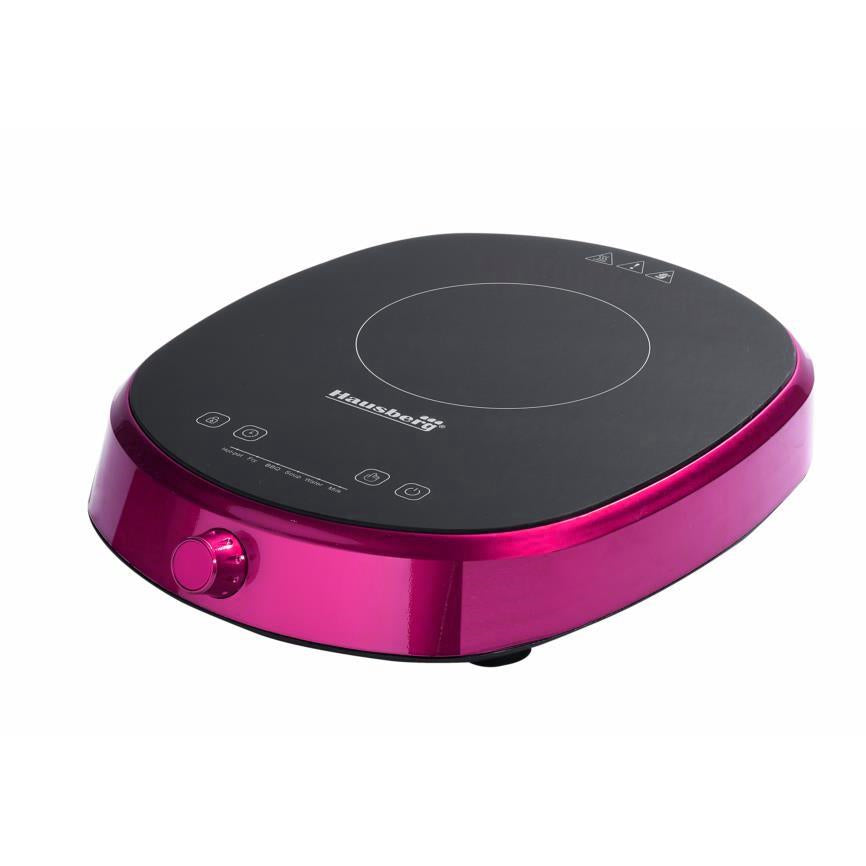 Plita cu inductie Hausberg HB-1527RZ, 2000W, control tactil, o zona de gatit, Roz