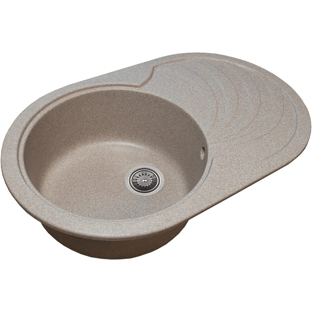 Chiuveta bucatarie Sanitec NS SN9033ST-BEJ, granit-compozit, bej, 1 cuva stanga, 78 x 50 cm