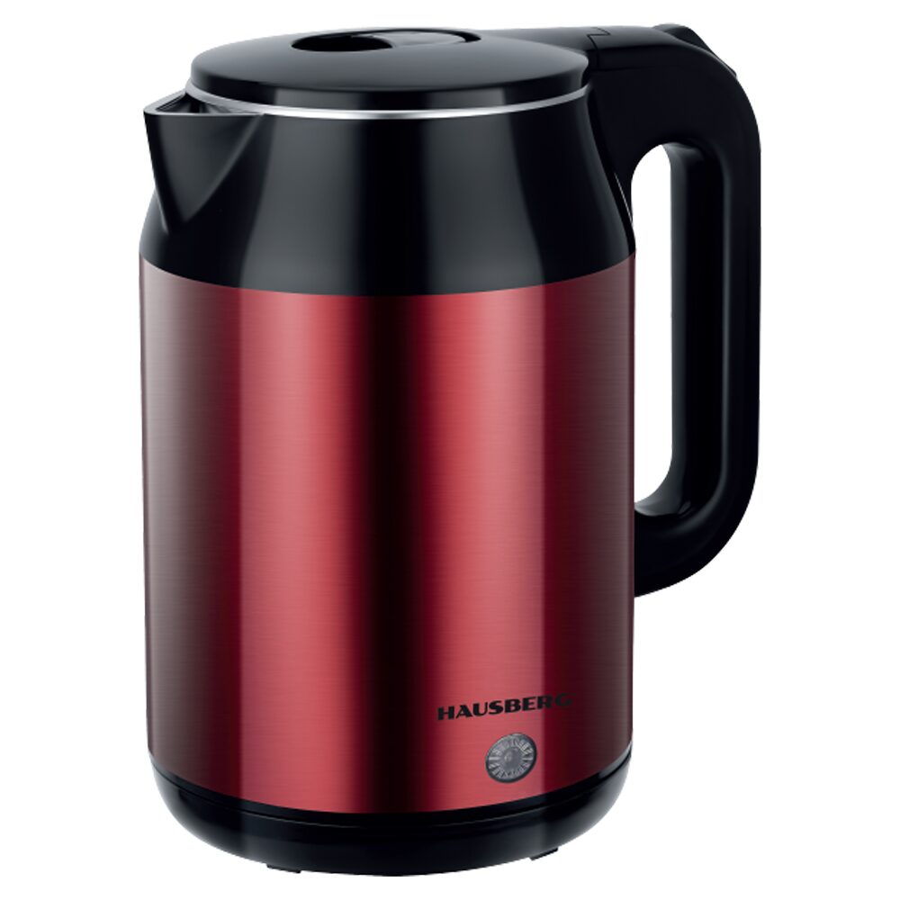 Cana electrica fierbator HAUSBERG HB-3623RS, 1500 - 1800W, capacitate 2.2L, oprire automata, indicator luminous, Rosu-Negru