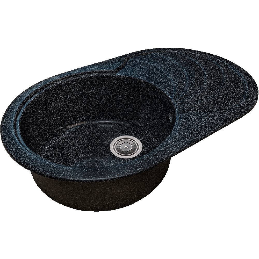 Chiuveta bucatarie Sanitec NS SN9033ST-NG, granit-compozit, negru, 1 cuva stanga, 78 x 50 cm