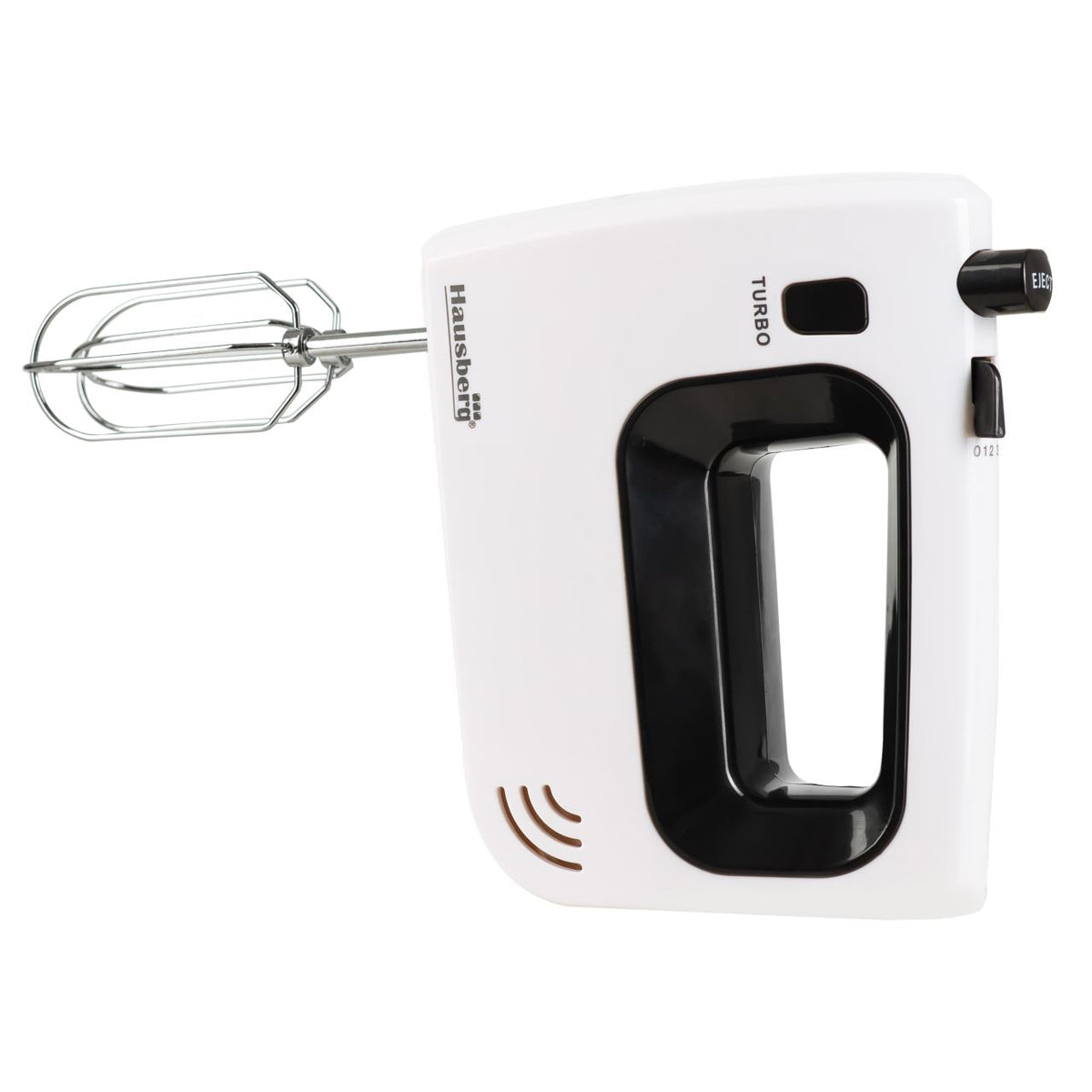 Mixer de mana Hausberg HB-4120NG, 300W ,5 viteze, Functie Turbo, Teluri si carlige metalice, Negru/Alb