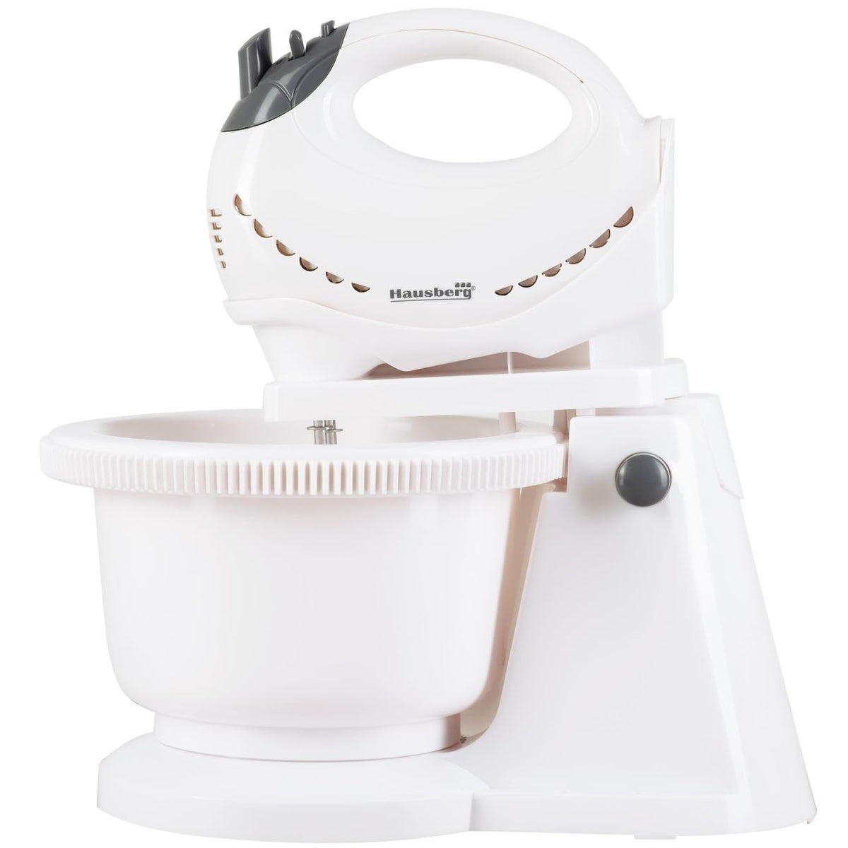 Mixer cu bol rotativ Hausberg HB-3519AB, 5 Viteze + turbo, Capacitate 2L, Putere 300W, Alb