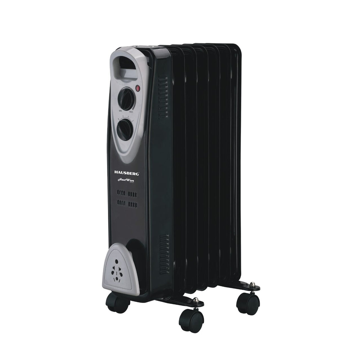Calorifer electric HAUSBERG HB-8907NG, 1500 W, 7 elementi, 3 trepte de putere, Termostat reglabil, Protectie supra-incalzire, Protectie anti-rasturnare, Indicator luminos