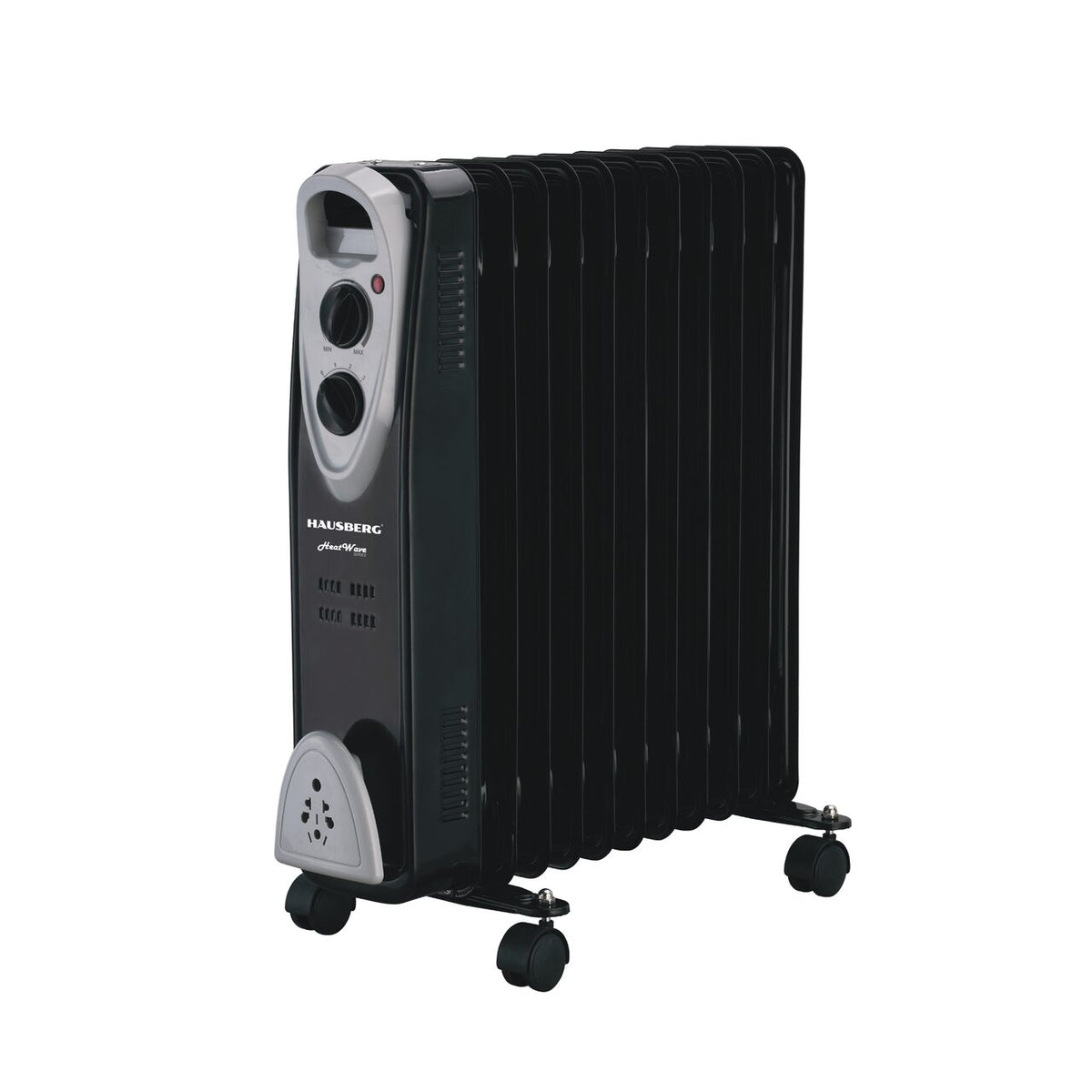 Calorifer electric HAUSBERG HB-8911NG, 2500 W, 11 elementi, 3 trepte de putere, Termostat reglabil, Protectie supra-incalzire, Protectie anti-rasturnare, Indicator luminos