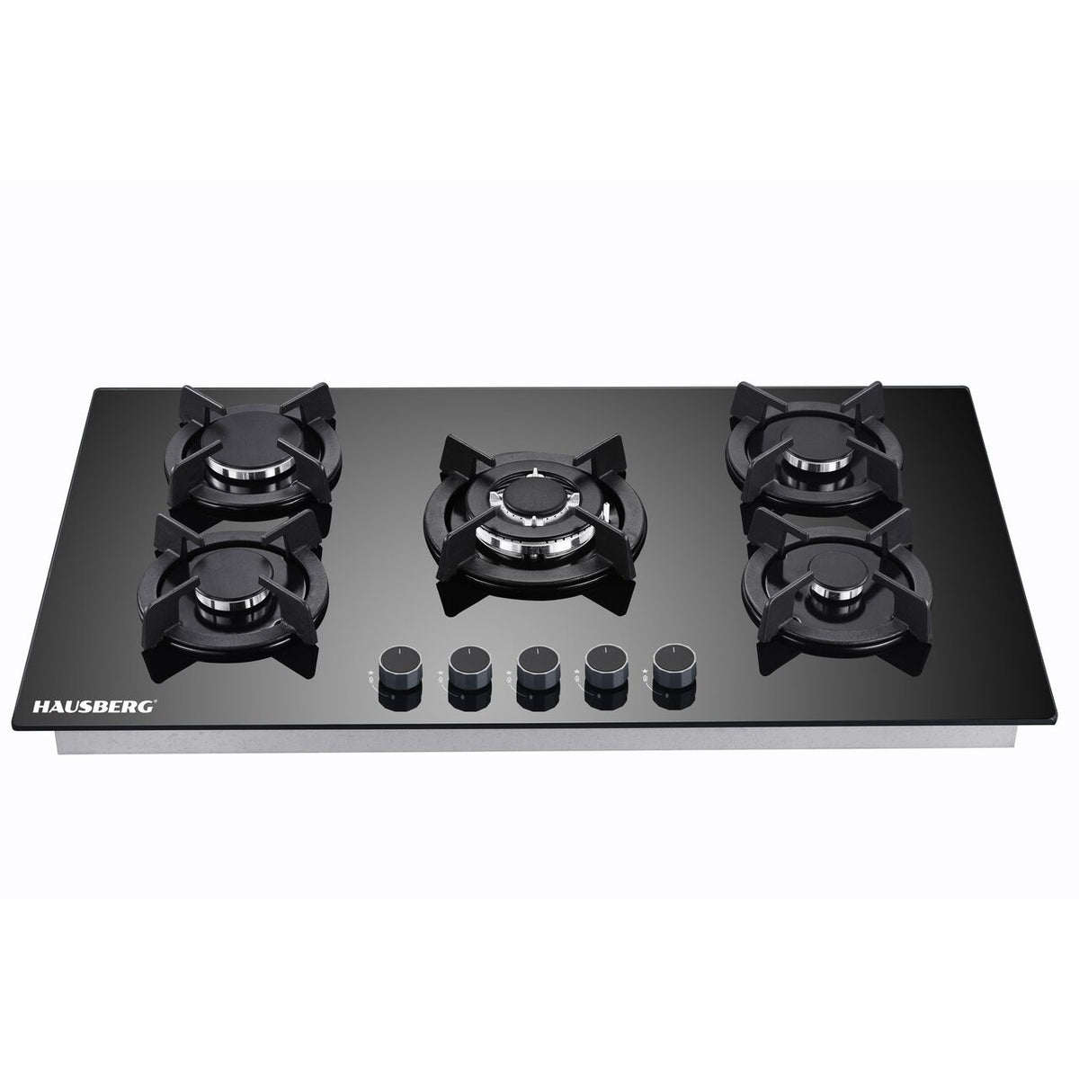 Plita incorporabila HAUSBERG HB-569NG, 4 arzatoare standard + 1 arzator WOK, gaz, suport din fonta, aprindere electrica