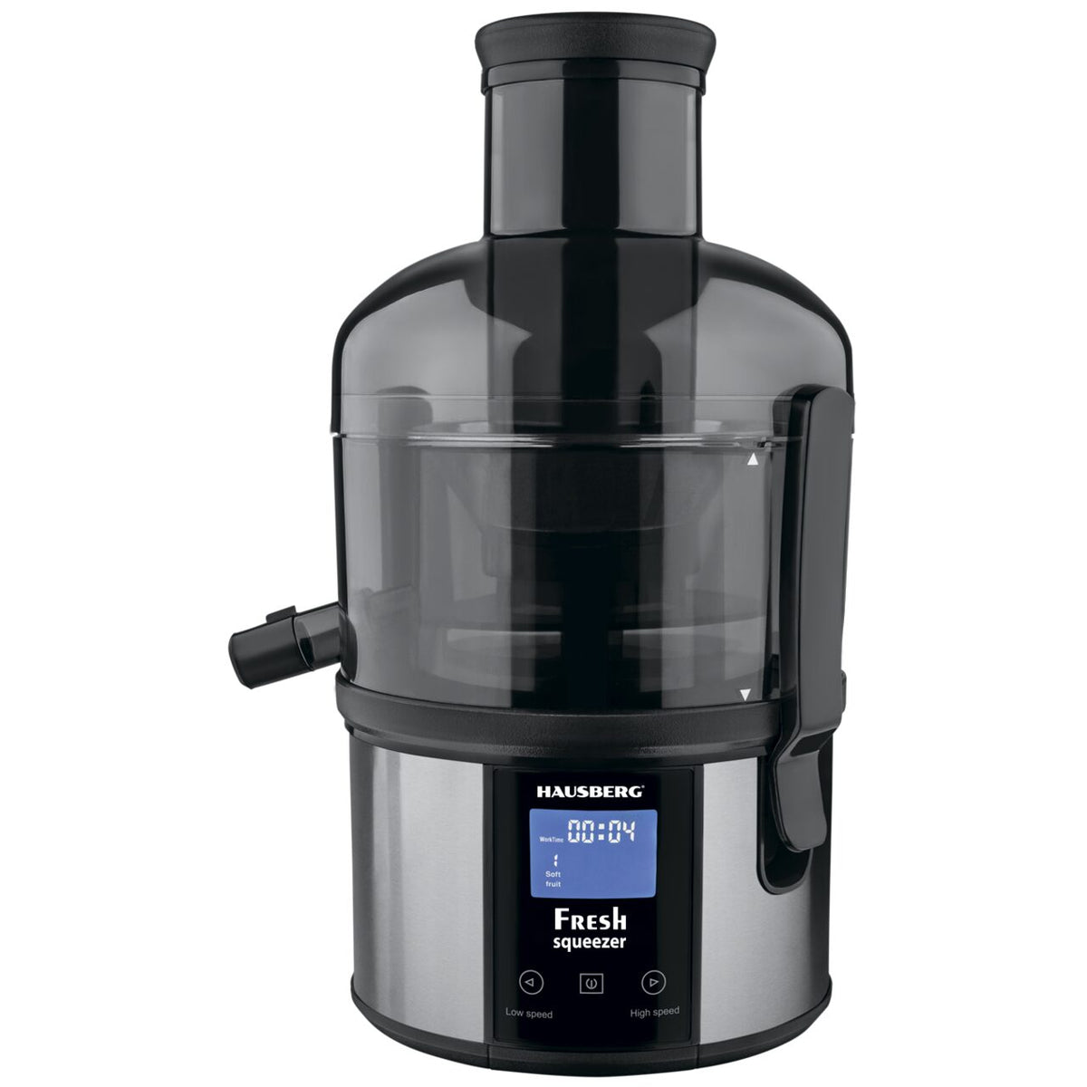 Storcator de fructe Digital HAUSBERG HB-7545IN, 800-1000W, 85mm, 1L Pulpa, 5 Viteze, Otel inoxidabil Negru/Inox