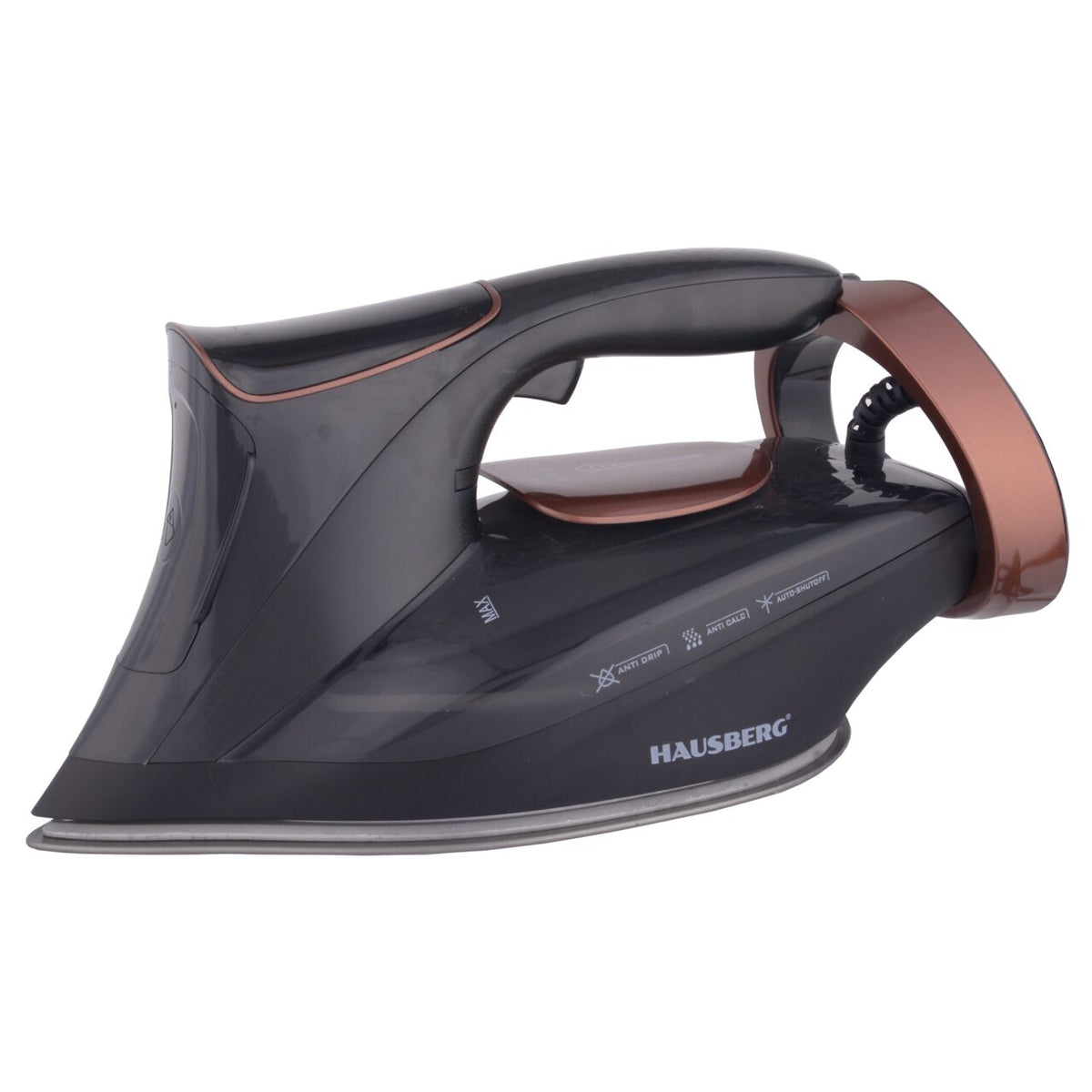 Fier de calcat cu abur Hausberg HB-7827AU, 3000W, Afisaj digital, Control tactil, Talpa anodizata, Abur vertical, Functie anticalcar