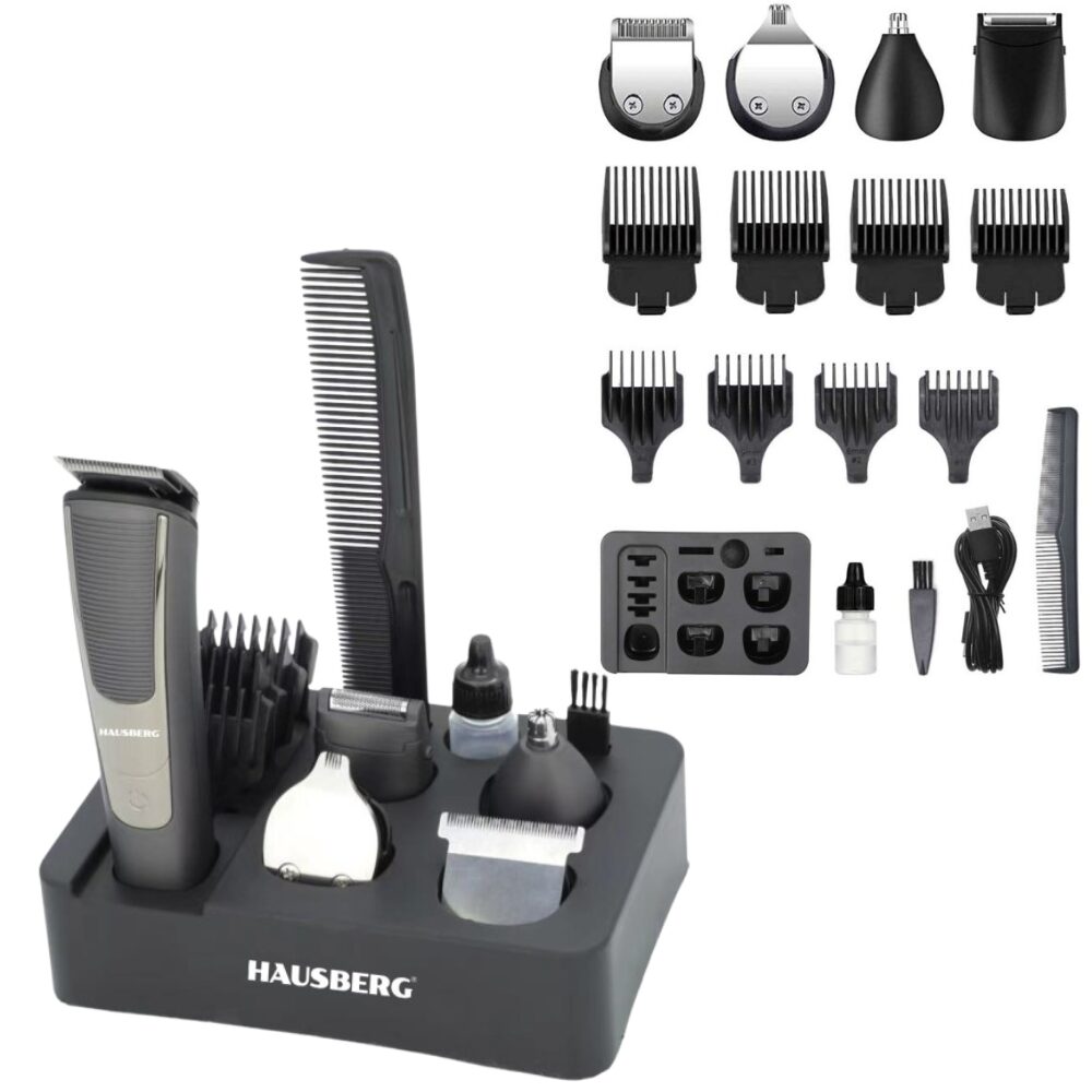 Set de tuns 8 in 1 reincarcabil Hausberg HB-96GR Digital 600mAh USB Type-C