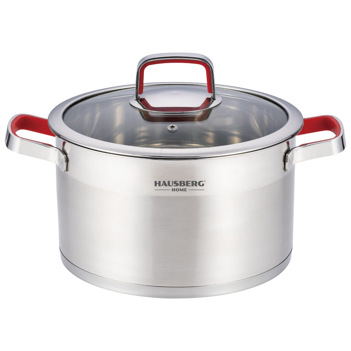 Oala inox 26cm HAUSBERG HB-H LUX 826 cu capac sticla inductie