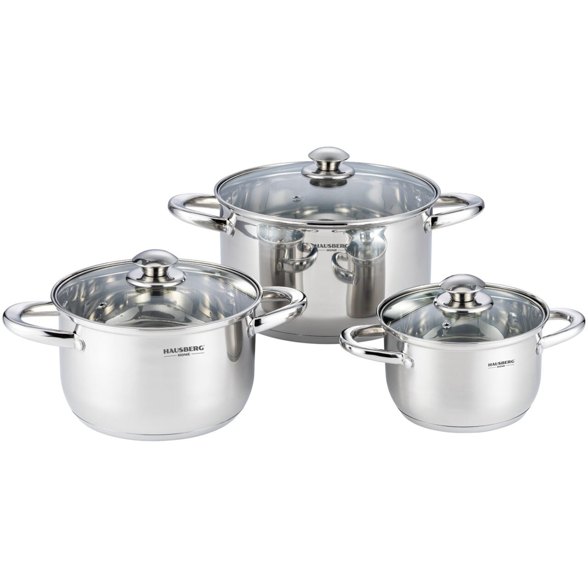 Set oale inox 6 piese HAUSBERG HB-H EKO 794 cu capace sticla inductie