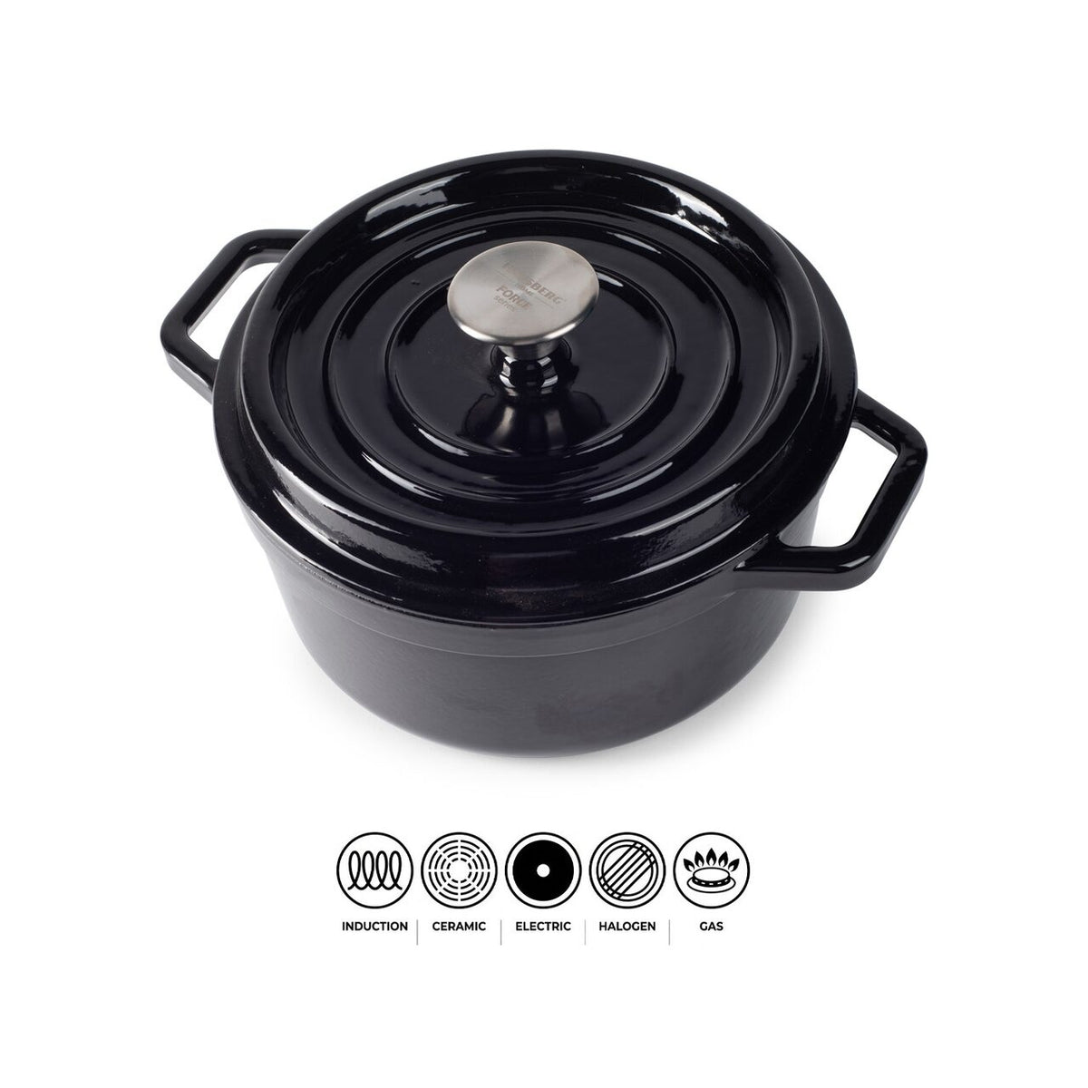 Oală din fontă emailată Hausberg HB-H742NG 22cm, 3L negru