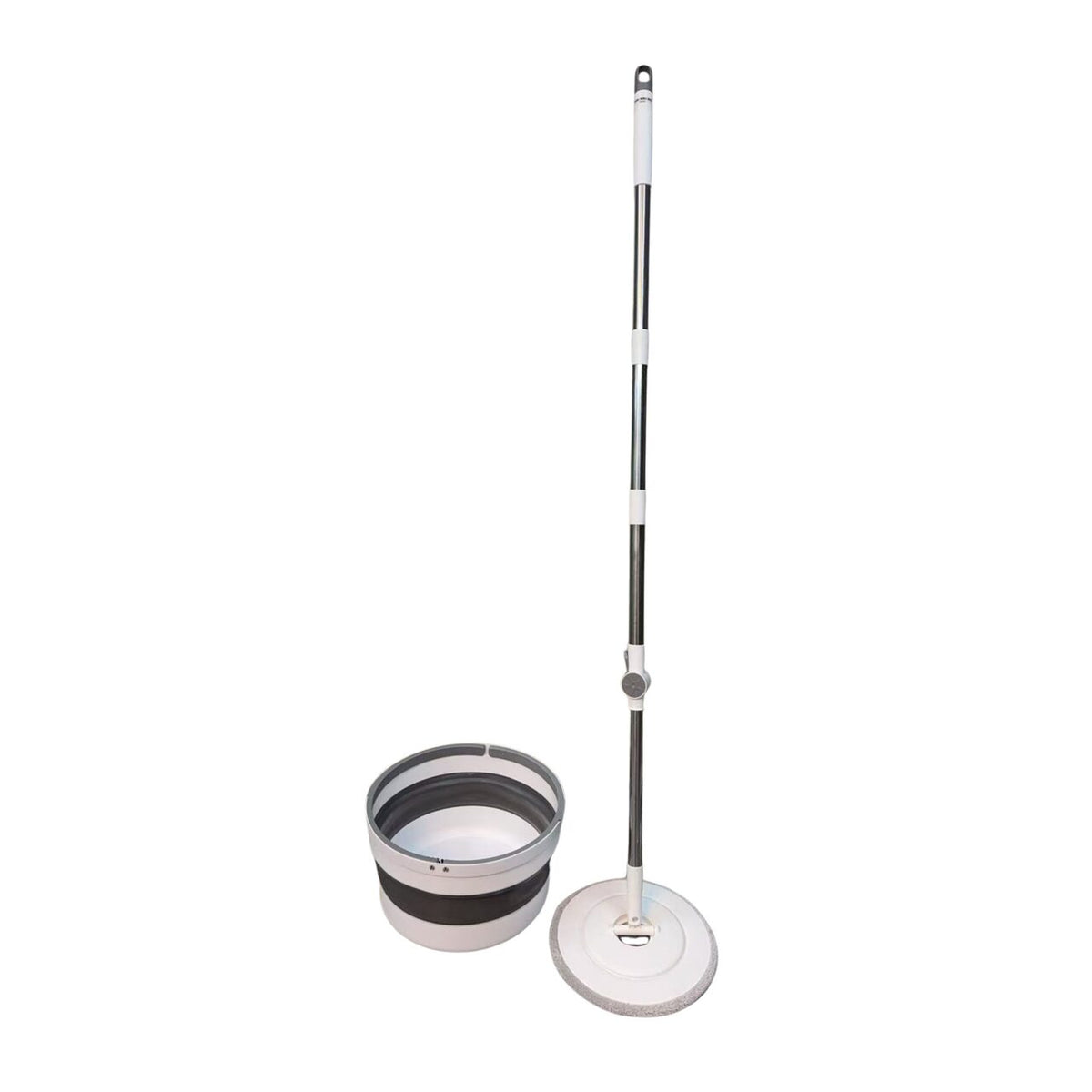 Mop Roțitor cu Găleată 3.5L Hausberg HB-H502, Mâner Telescopic 141cm, Corp Inox și PP, Lavetă Microfibră