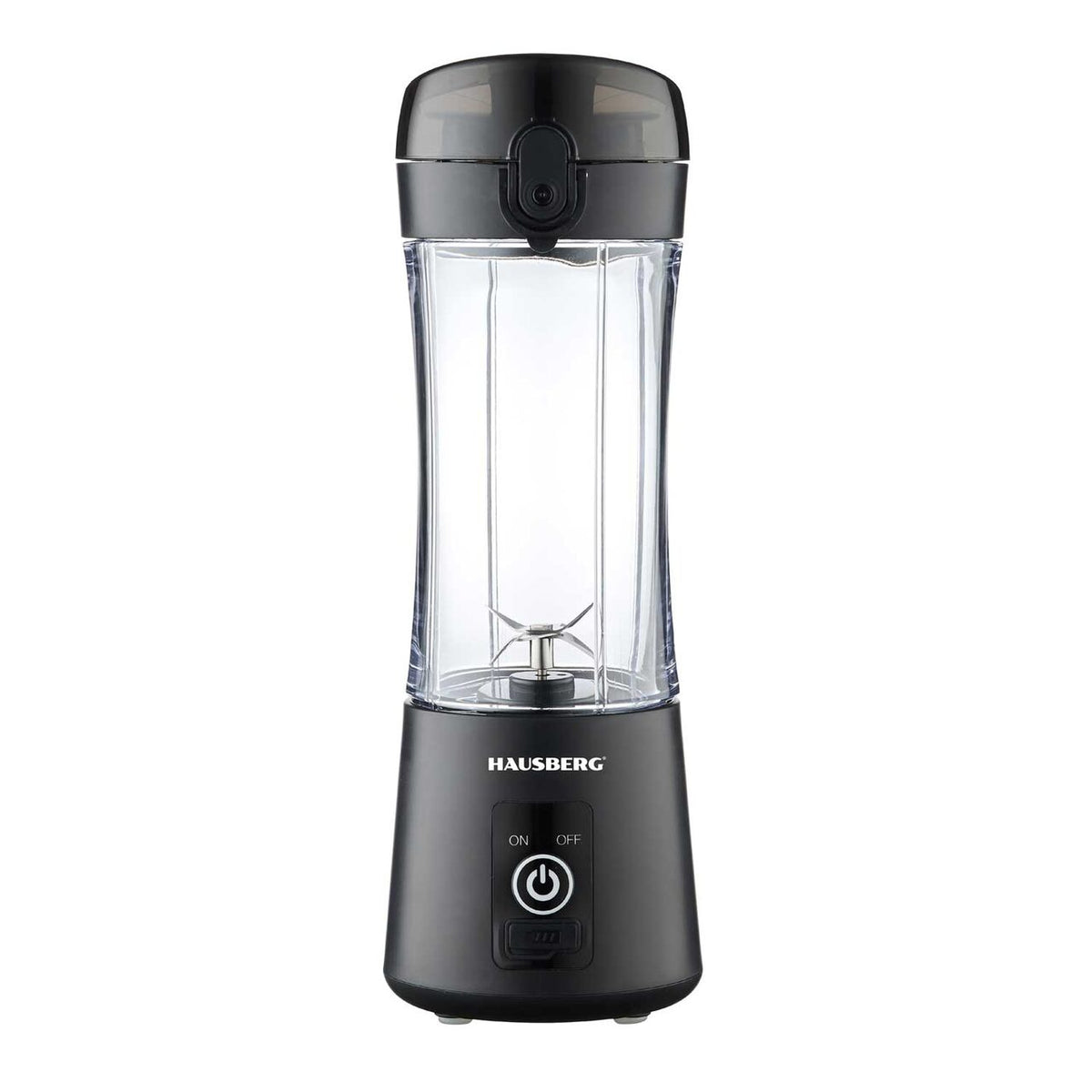 Blender portabil smoothie Hausberg HB-7670NG, 0.35L, reîncărcabil USB, 6 lame, negru