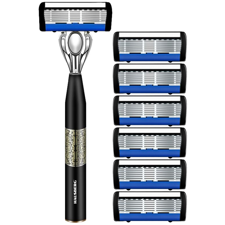 Aparat de ras manual Hausberg HB-100, mâner și 6 lame rezerva incluse