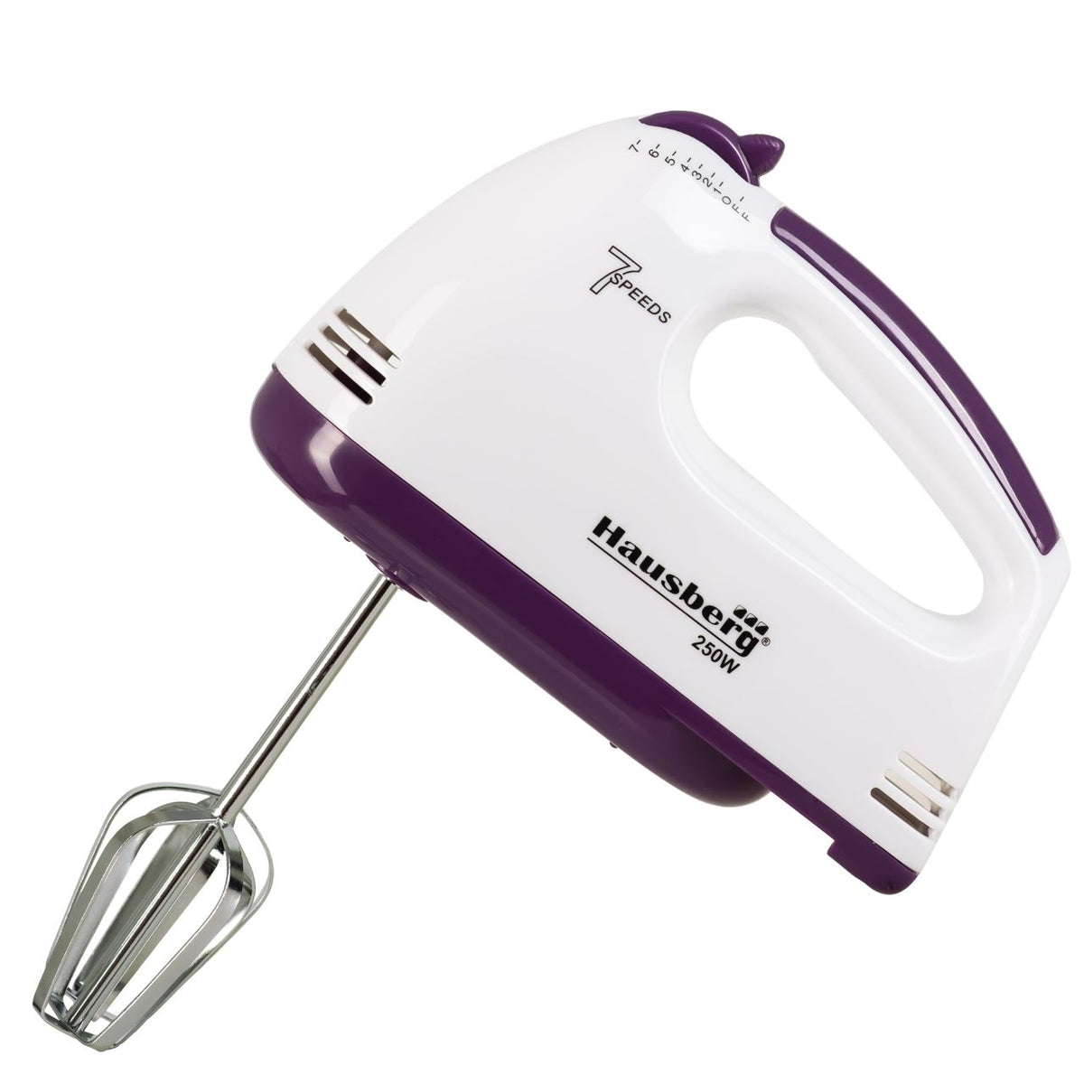 Mixer de mana, Hausberg HB-4112MV, Alb/Mov, 250 W, 7 viteze