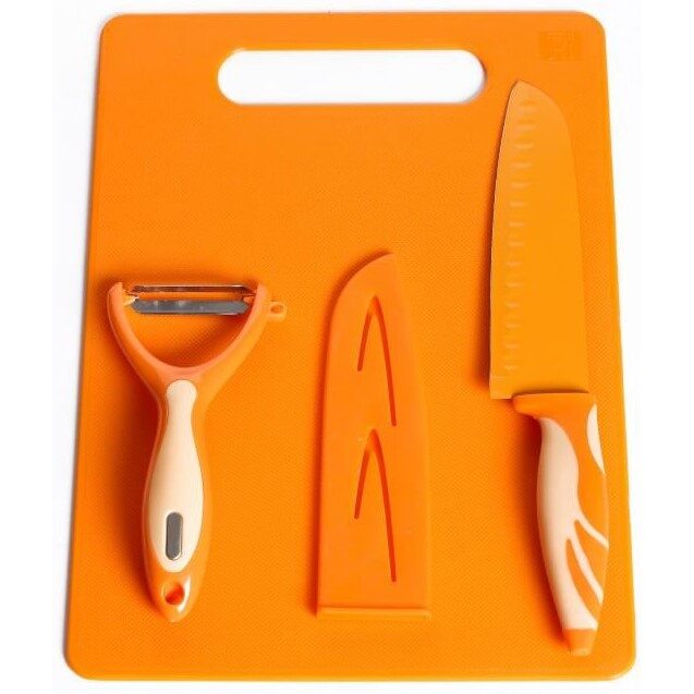 Set Cutite Colorate 4 Piese, Ertone ERT-MN104PO, cutite inox, Portocaliu