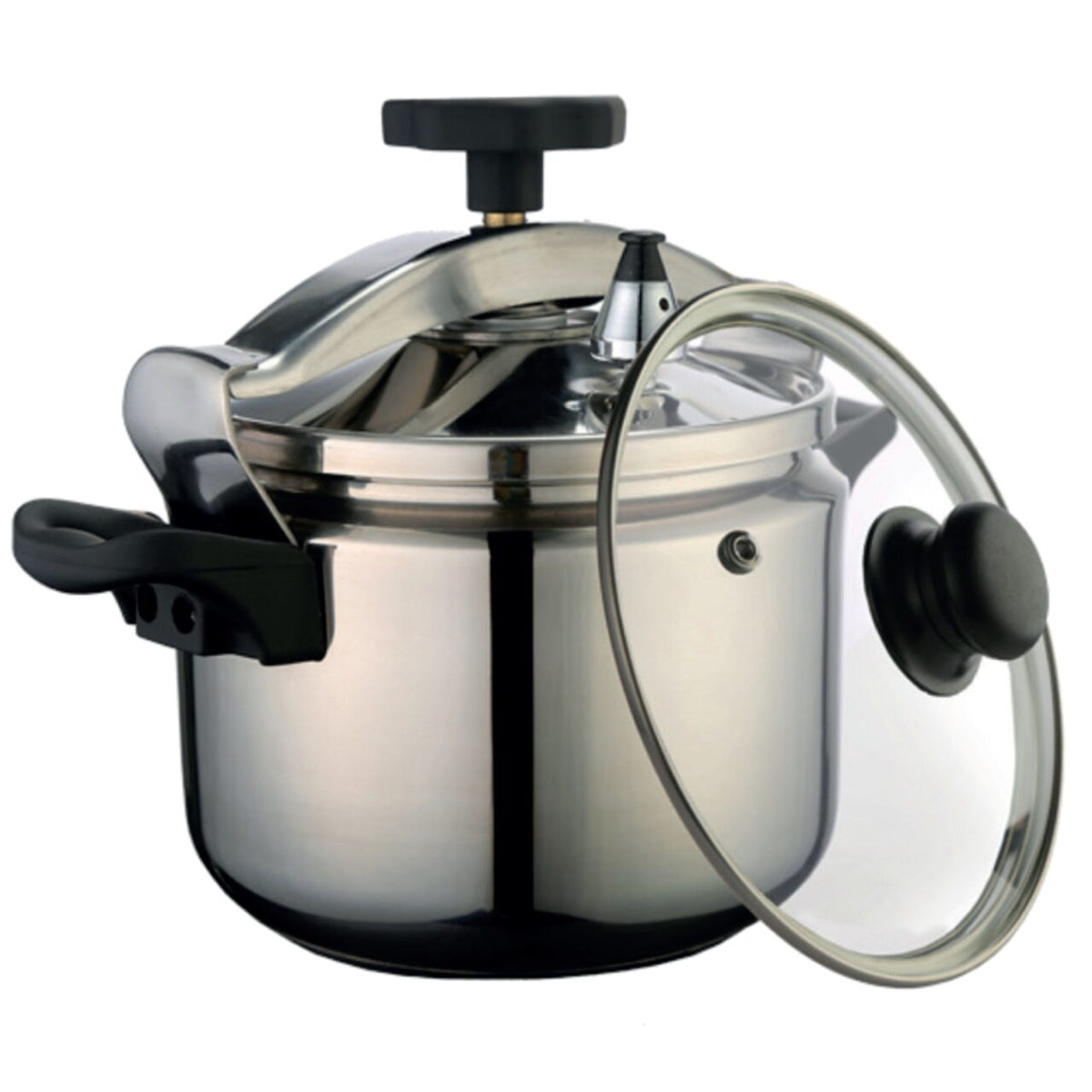Oala sub presiune ERTONE MN-302, 8L, inox, capac sticla, inductie, garnitura silicon suplimentara