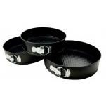 Set 3 forme pentru torturi si prajituri- Otel carbon- Margine detasabila- Negru