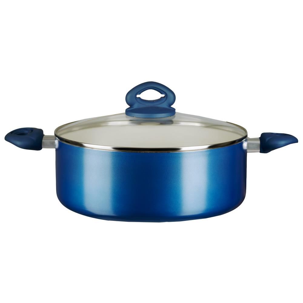 Oala ceramica cu capac HAUSBERG HB-H714BL, manere silicon, 4L, 24x10.2 cm