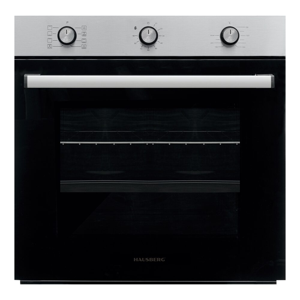 Cuptor incorporabil Hausberg HB-8053IN, Electric, Putere 2225 W, 71 l, 8 Functii, Ventilatie, Timer, Clasa A, Negru/Inox