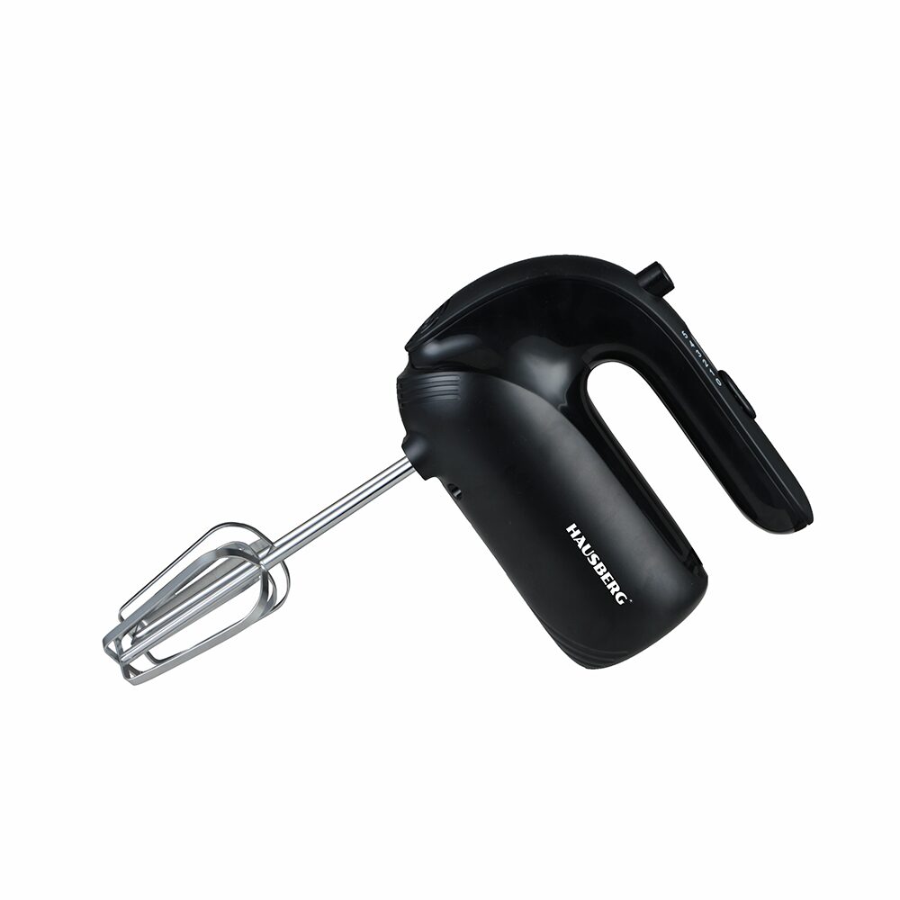 Mixer de mana HAUSBERG HB-4215NG, 250W, 5 viteze, Nivel zgomot 85 dB, Accesorii incluse, Negru