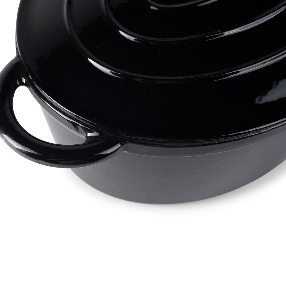 Oală din fontă emailată Hausberg HB-746, diametru 26 cm, neagra