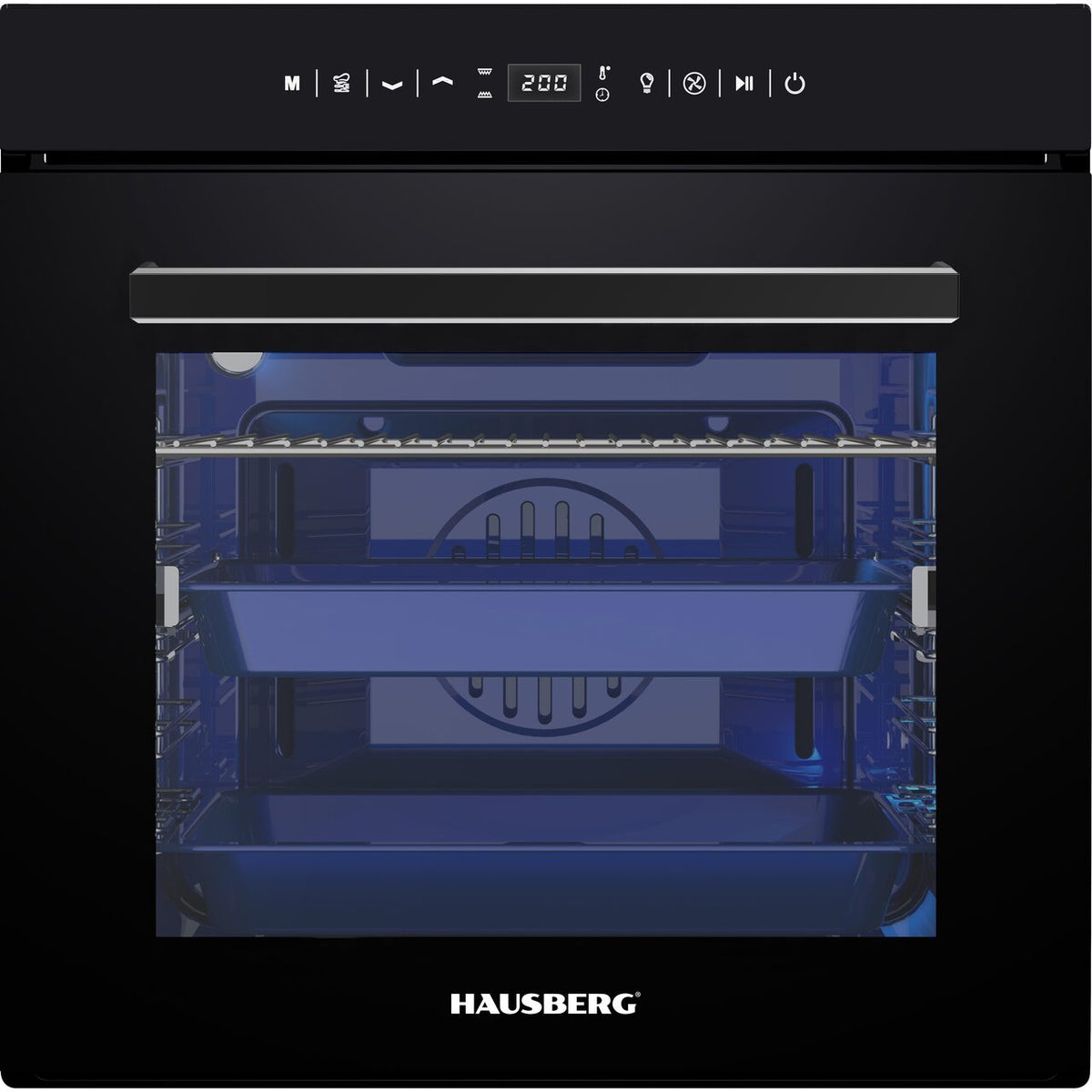 Cuptor electric incorporabil HAUSBERG HB-8046NG, 2550W, Capacitate 88L, 20 programe, Ventilator, Digital, Negru