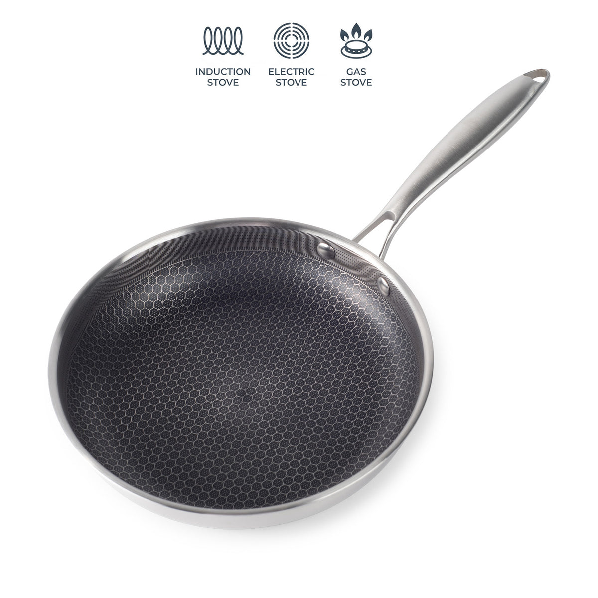 Tigaie inox antiaderenta tip fagure 24cm Hausberg HB-H LUX 844 inductie 2mm
