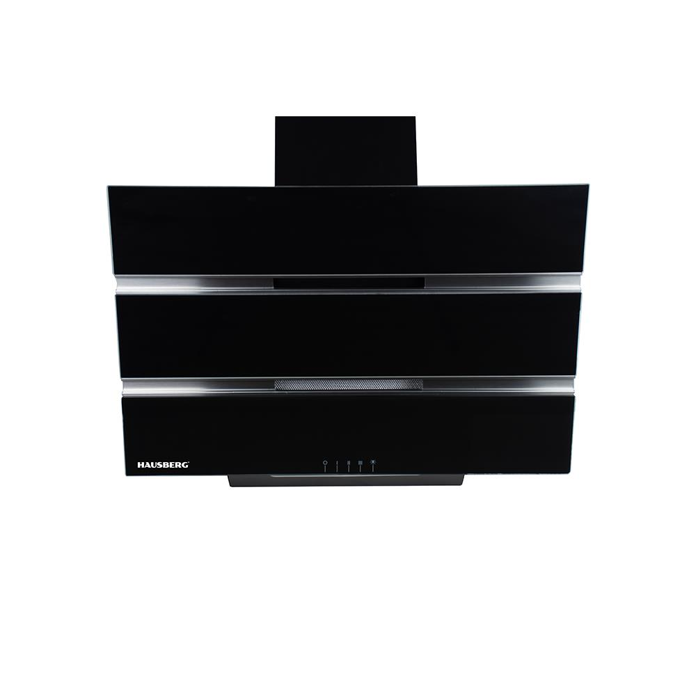 Hota Incorporabila decorativa Hausberg HB-1815NG, 60 cm, putere de absorbtie 450m3/h, Filtru aluminiu, Negru