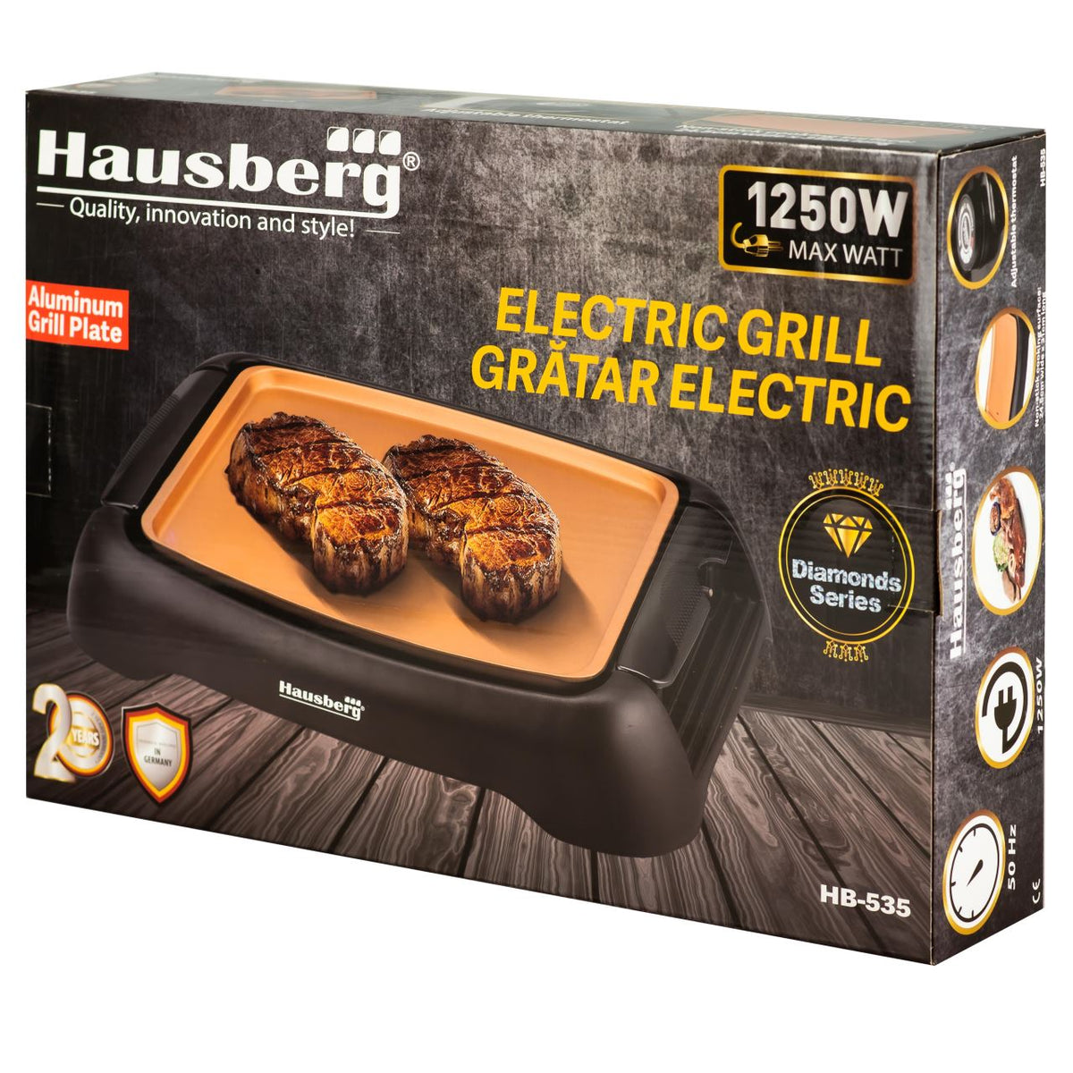 Gratar electric Hausberg HB535, 1250W, fara fum