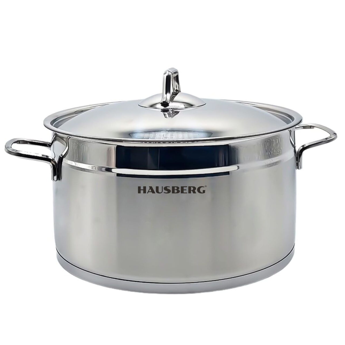 Oala din inox cu capac HAUSBERG HB-H776, capacitate 8.5L, diametru 26 cm, fund dublu