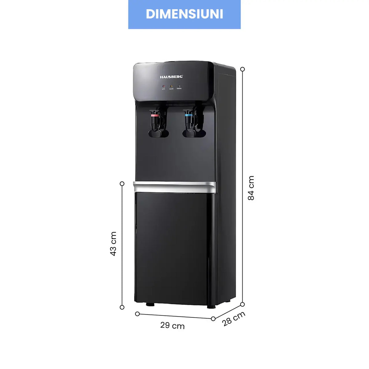 Dozator apa de podea HAUSBERG HB-6023NG, putere incalzire 550 W, putere racire 85 W, rezervor apa inox, indicator luminos, termostat reglabil