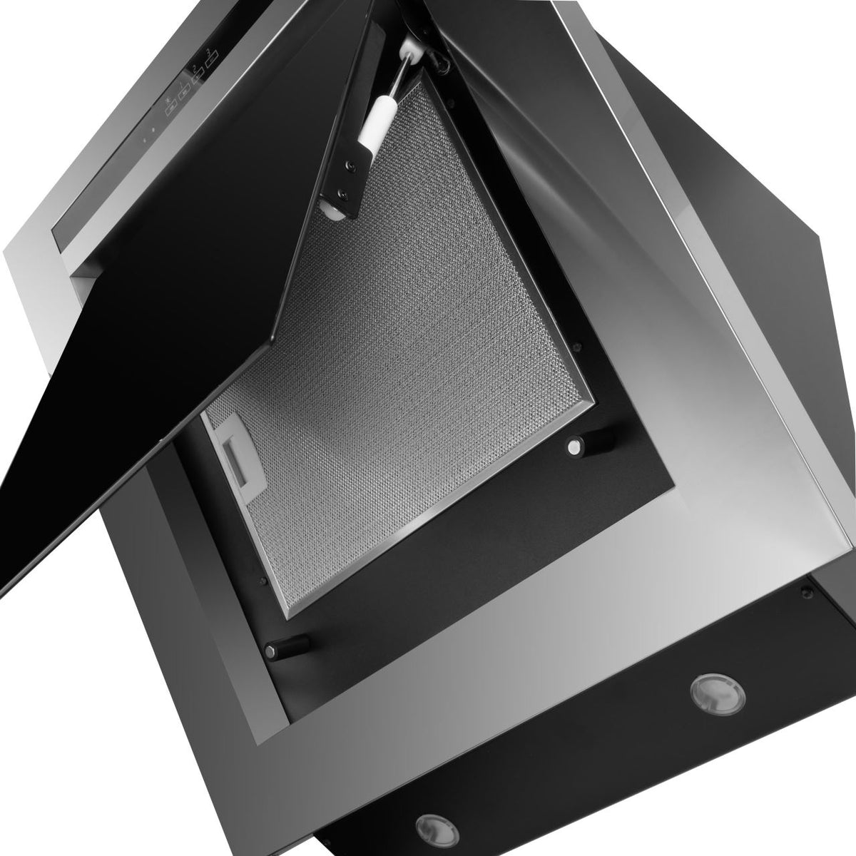 Hota incorporabila decorativa Hausberg HB-1255, Putere de absorbtie 650 m3/h, 1 motor, 60 cm, Negru/Argintiu