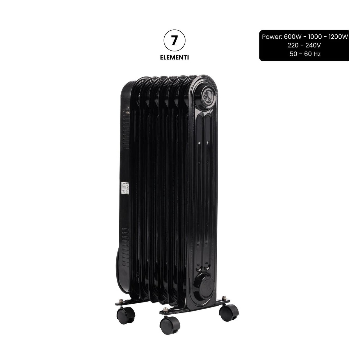Calorifer electric cu ulei HAUSBERG HB-8905, 3 trepte, max1500 W, 7 elementi, termostat reglabil