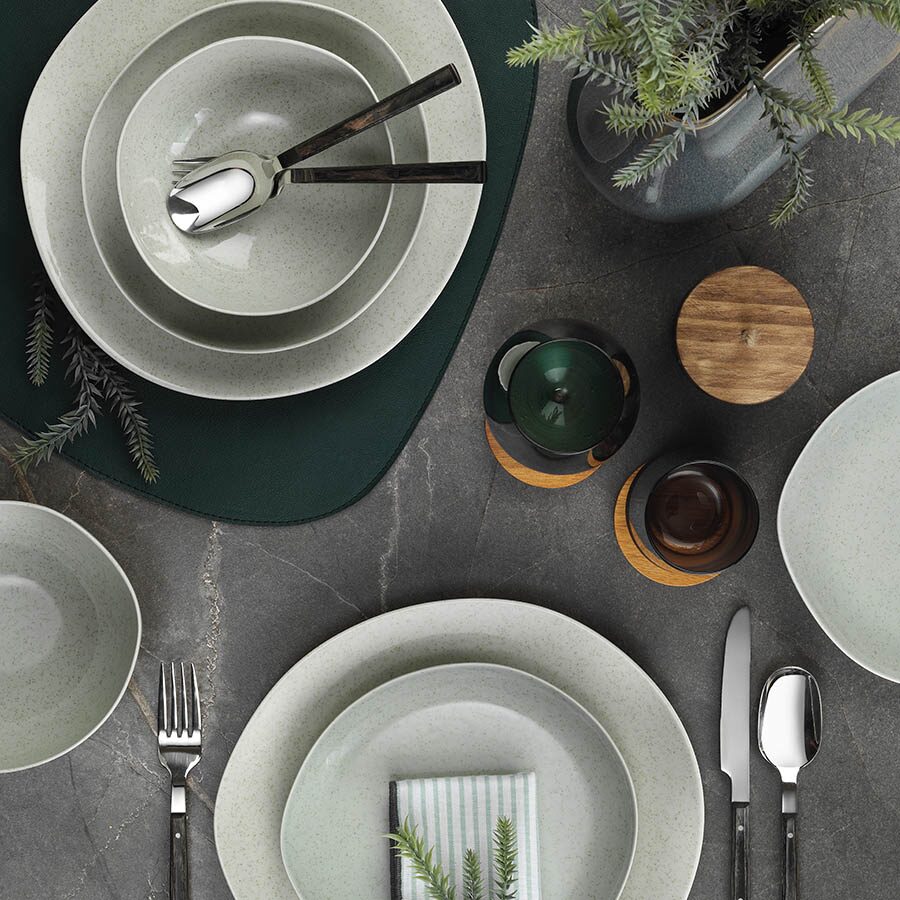 Serviciu de masa Soho, 24 piese, 6 persoane, portelan, verde, kutahya porselen