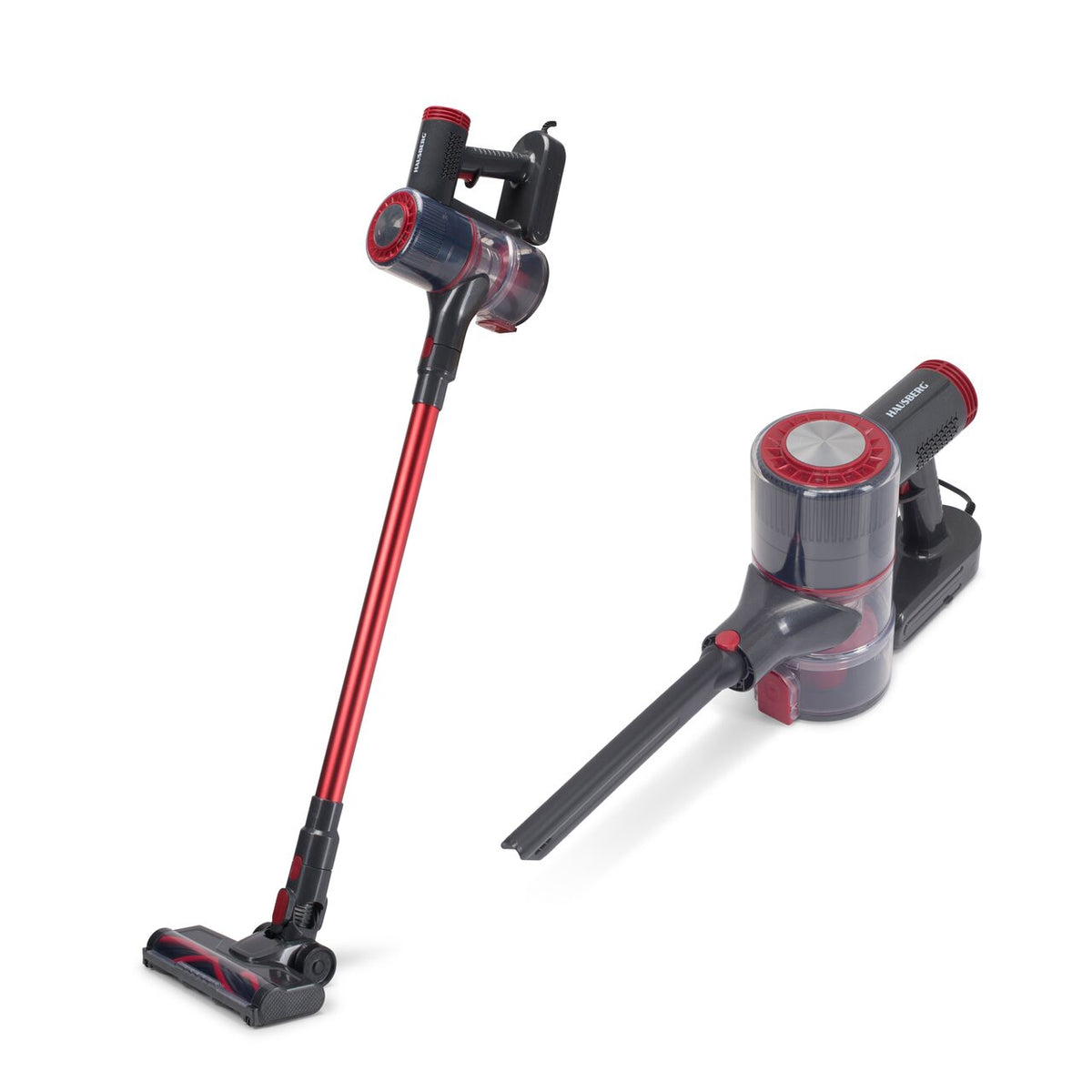 Aspirator vertical 2in1 HAUSBERG HB-2033GR, 900W, 0.7L, Rosu-Gri
