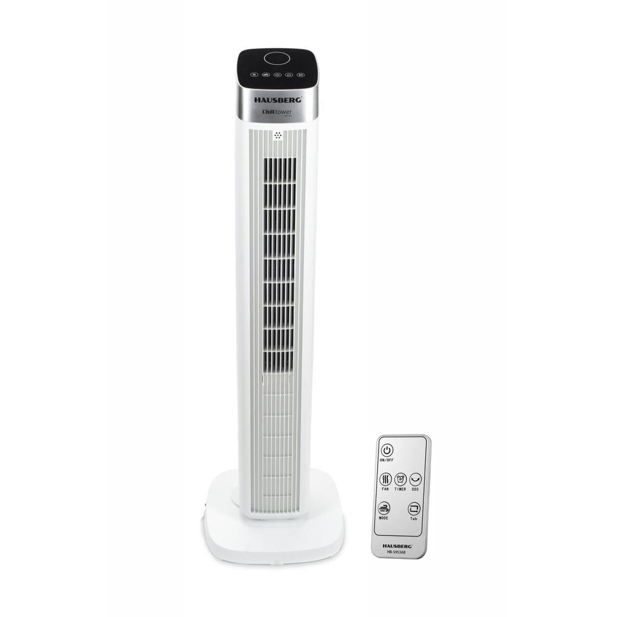 Ventilator turn digital HAUSBERG HB-5953AB, 55W, 41 inch, 3 viteze, 3 moduri, temporizator 24h, LED, oscilatie, telecomanda, difuzor parfum