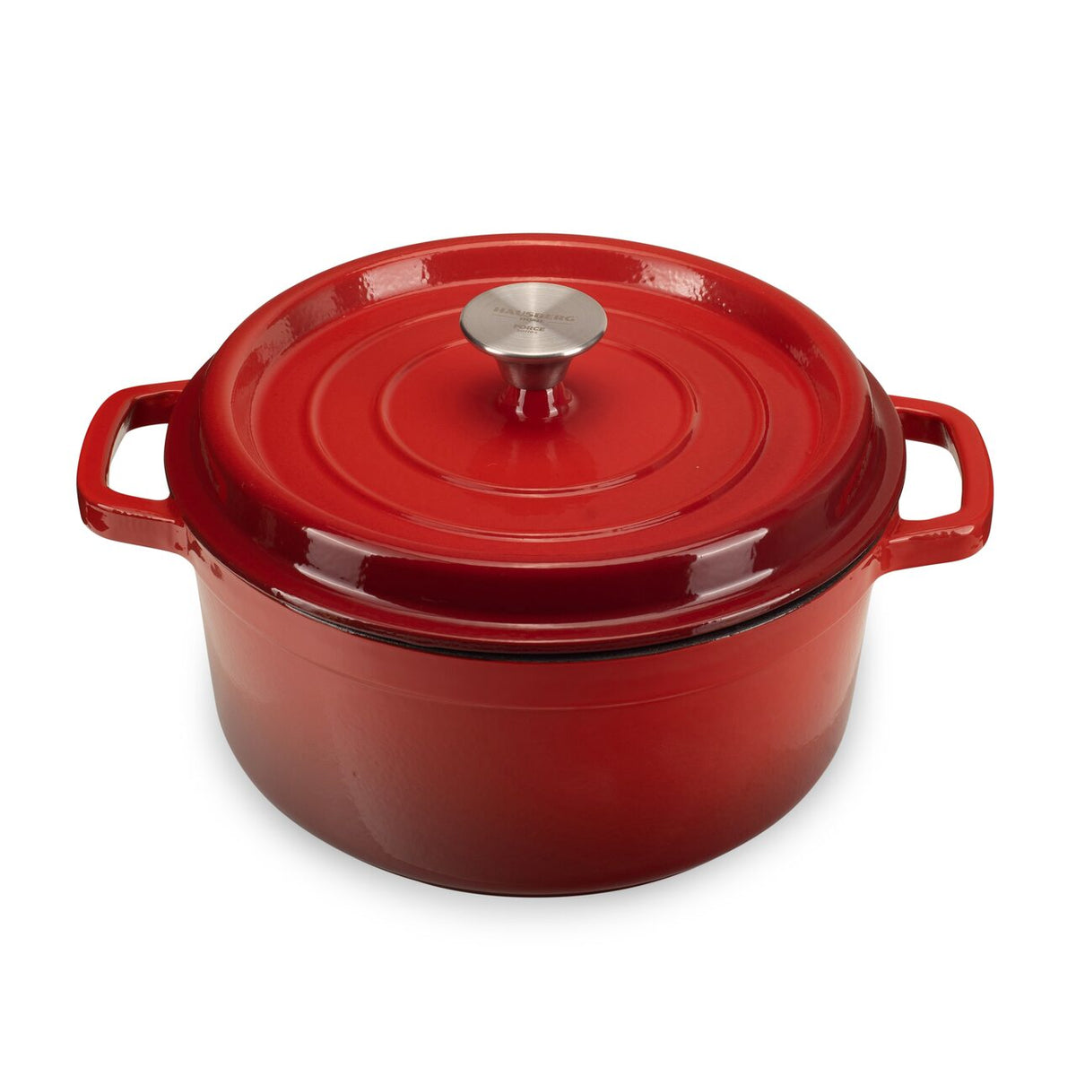 Oala din fonta emailata cu capac HAUSBERG HB-H746, capacitate 5L, diametru 26 cm, adancime 11 cm, interior antiaderent
