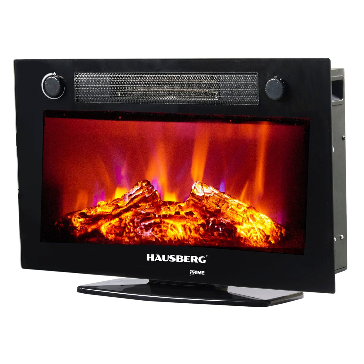 Semineu Electric de Birou HAUSBERG HB-8226NG, 1800W, efect de Flacara, incalzire PTC, Sticla securizata, Telecomanda