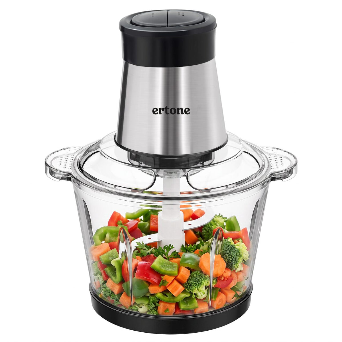 Tocator electric ERTONE ERT-243IN, 500 W, 2 viteze, bol inox, Negru/Inox