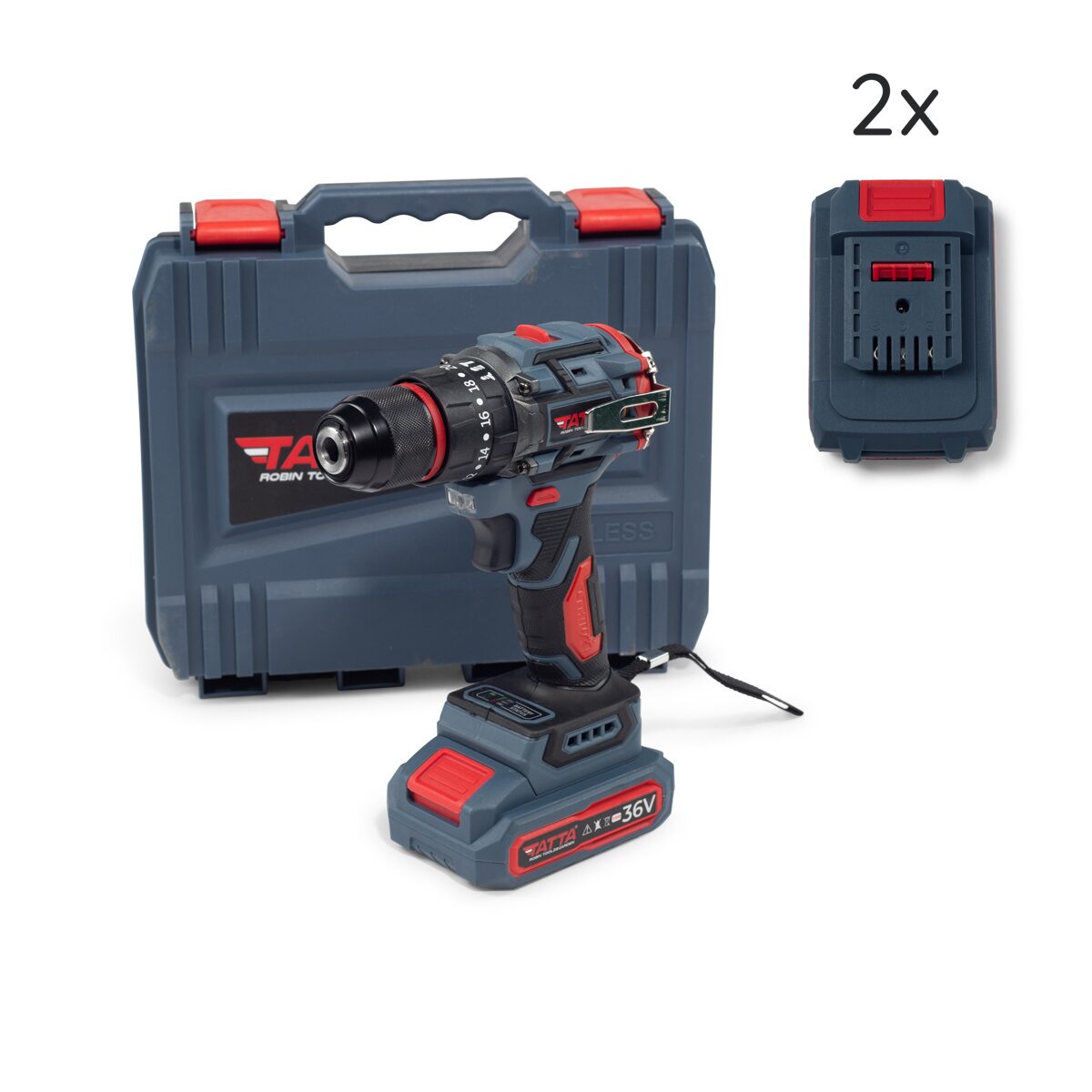 Mașină de Găurit Electrică Tatta TD5320, 21V, 1300W, 30 Nm, 0-3000 RPM, Mandrină 10 mm, Include 2 Baterii