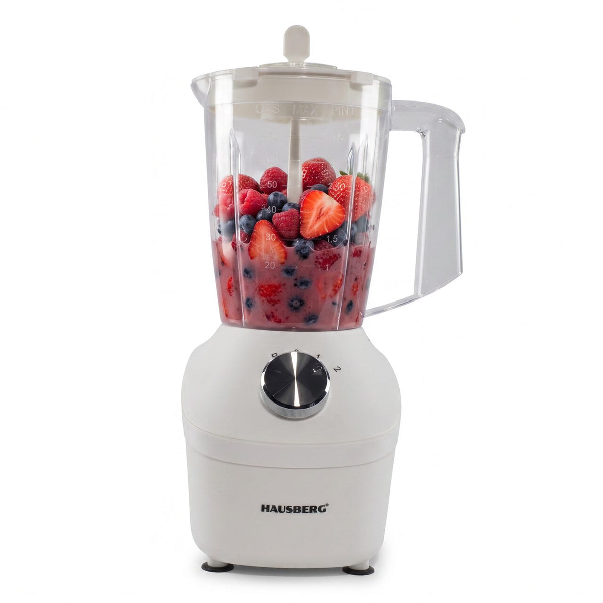 Blender 2 în 1 Hausberg HB-7771AB cu râșniță, 300W, bol plastic 1.75 L, 2 viteze + Pulse, lame inox