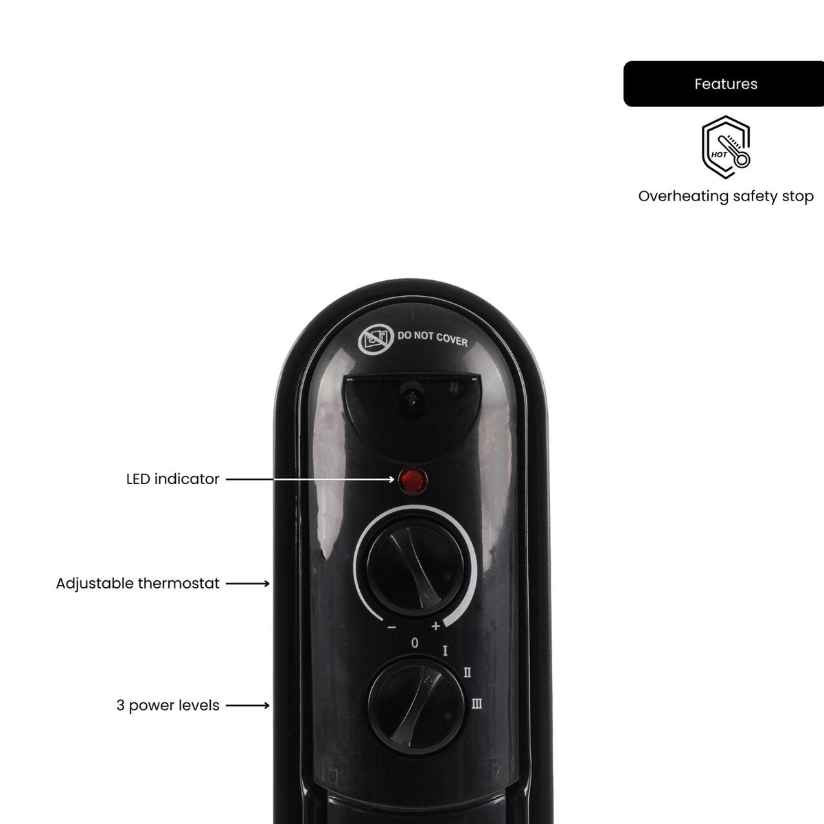 Calorifer electric cu ulei HAUSBERG HB-8905, 3 trepte, max1500 W, 7 elementi, termostat reglabil