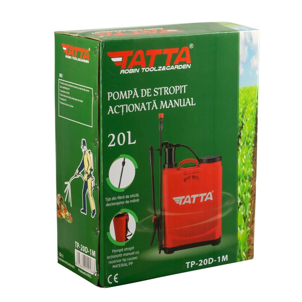 Pompa pentru stropit (vermorel) Tatta TP-20D1M, actionare manuala, 2.4 bari, rezervor tip rucsac, 20L
