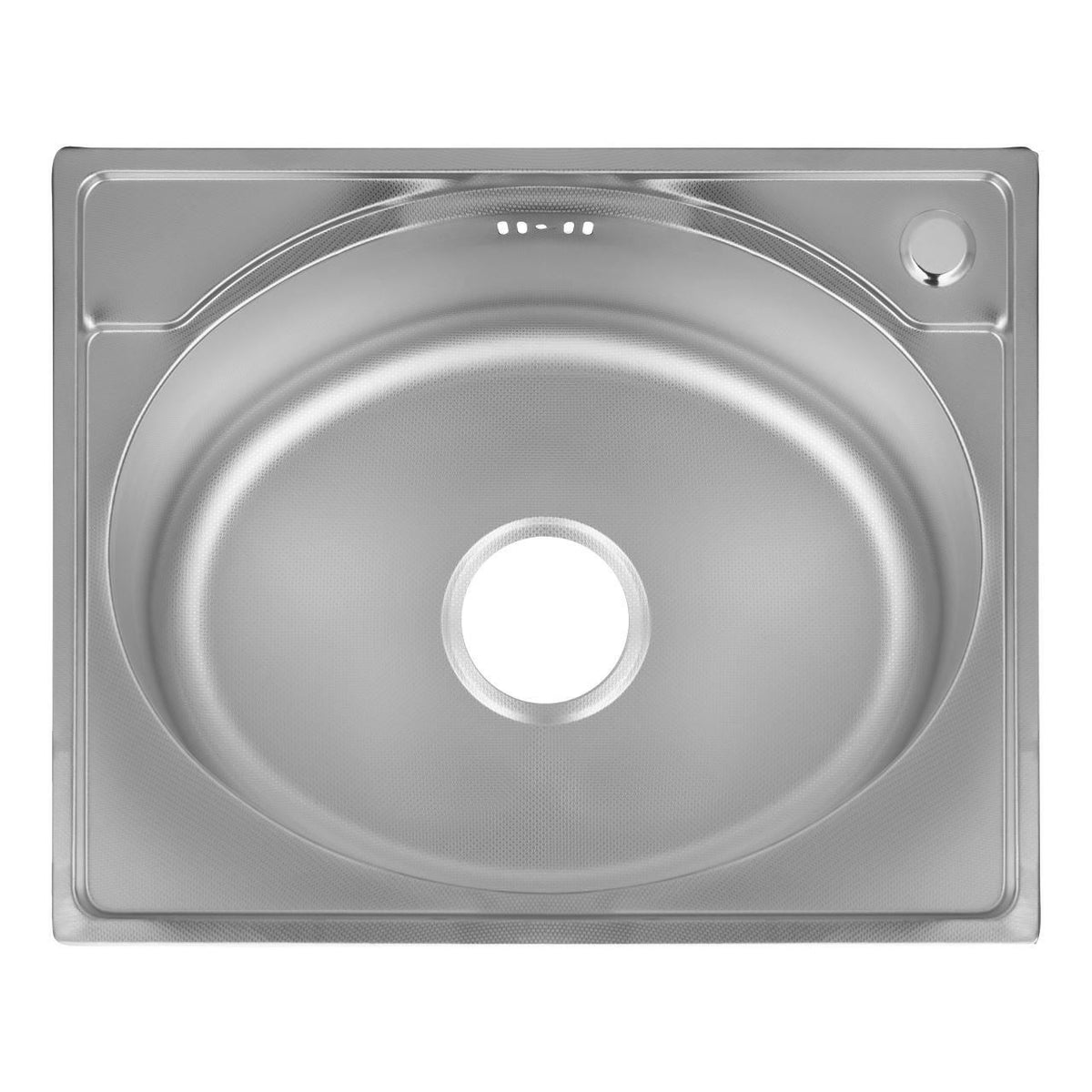 Chiuveta bucatarie pentru blat Freddo SN9005D, anticalcar, cuva centru, 52x41cm, adancime 18 cm, orificiu baterie dreapta, Inox